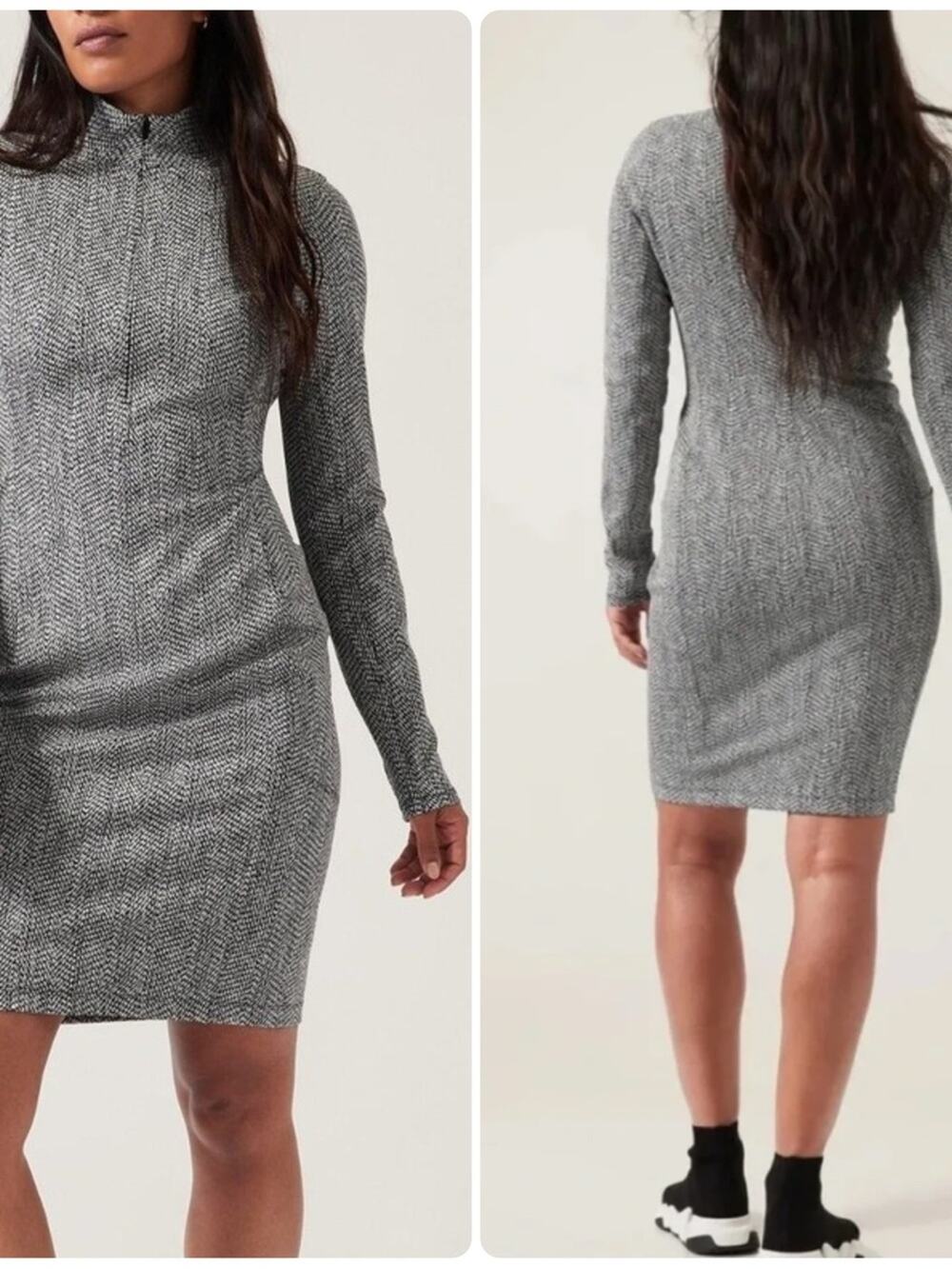 Athleta Delancey Textured Dress Braiden Black